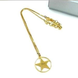 Christian Dior Gold Star Charm Necklace with Box